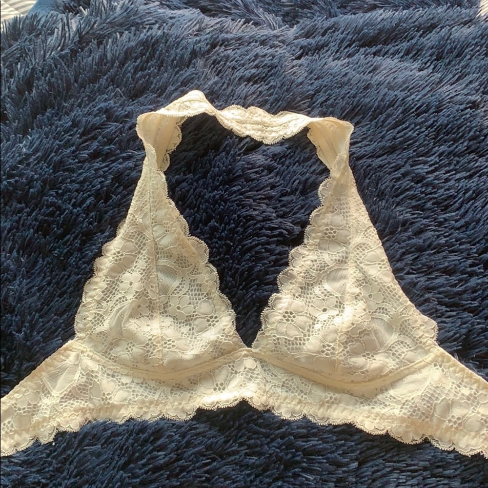 Free People Ivory Halter Lace Bralette
